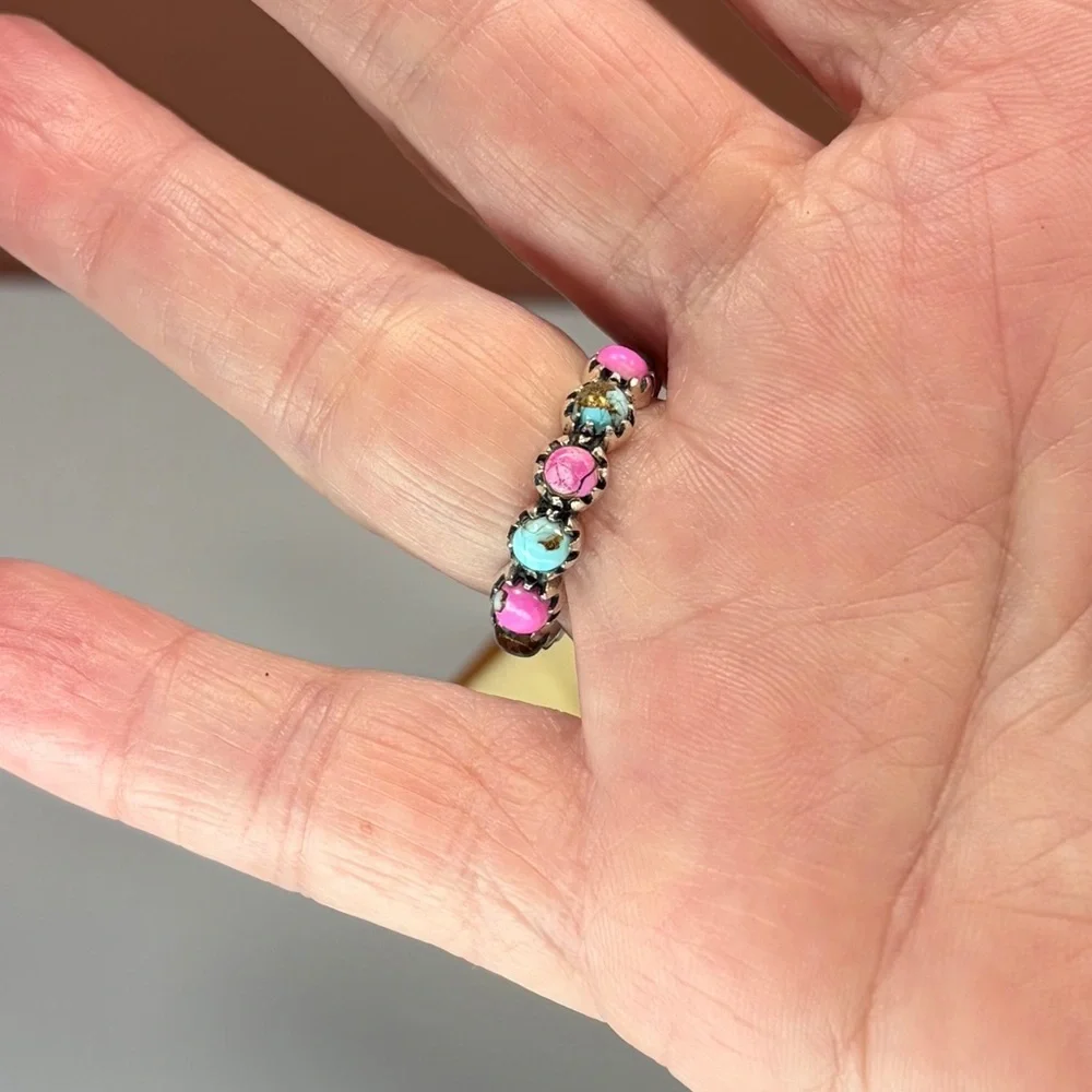 925 Sterling Silver Kingman Cotton Candy Eternity Ring